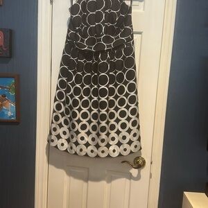 White House Black Market Black and White Knee-Length Cocktail Dress